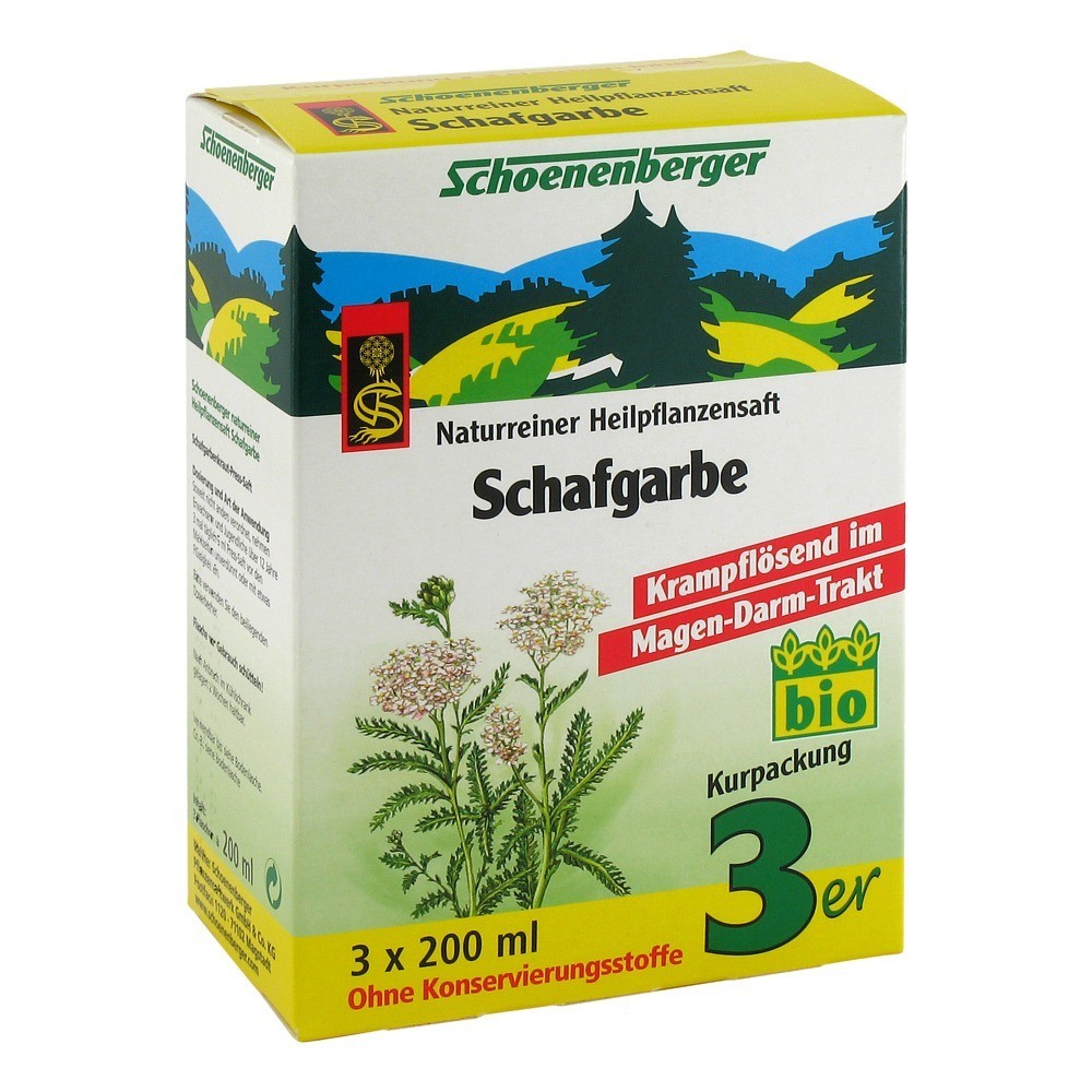 Schafgarbe naturreiner Heilpflanzensaft Schoenenberger Saft 3x200 Milliliter