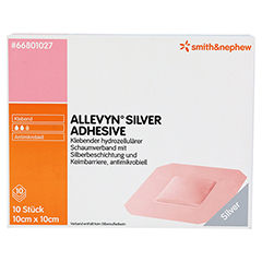 ALLEVYN Silver Adhesive 10x10 cm Schaumverband 10 Stck - Vorderseite