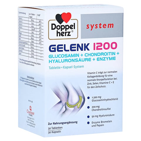 Doppelherz system Gelenk 1200 Glucosamin + Chondroitin + Hyaluronsäure + Enzyme 60 Stück