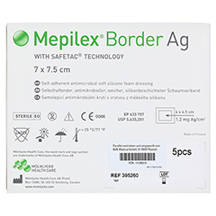 MEPILEX Border Ag Schaumverb.7x7,5 cm steril 5 Stck - Rckseite