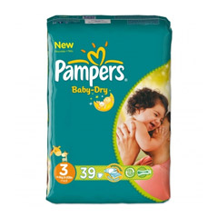 PAMPERS Baby Dry Gr.3 midi 4-9kg Sparpack 39 Stck
