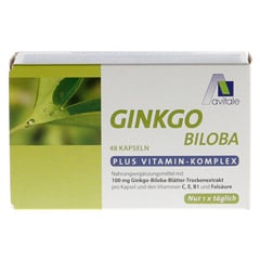 GINKGO 100 mg Kapseln+B1+C+E 48 Stück - Vorderseite