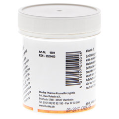 Ascorbinsäure Vitamin C Pulver 100 Gramm - Rückseite