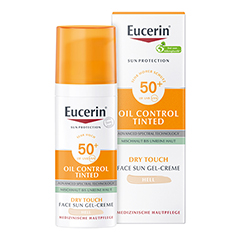EUCERIN Sun Oil Control tinted Creme LSF 50+ hell 50 Milliliter - Vorderseite