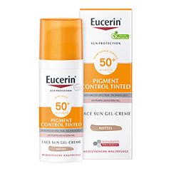 EUCERIN Sun Fluid Pigment Control mittel LSF 50+ 50 Milliliter - Vorderseite