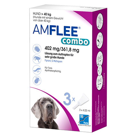 AMFLEE combo 402/361,8mg Lsg.z.Auf.f.Hunde b.40kg 3 Stck