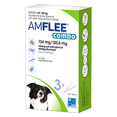 AMFLEE combo 134/120,6mg Lsg.z.Auf.f.Hunde 10-20kg 3 Stück