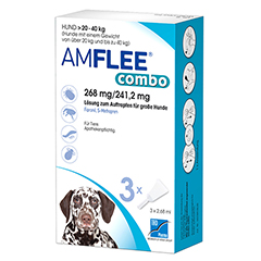 AMFLEE combo 268/241,2mg Lsg.z.Auf.f.Hunde 20-40kg 3 Stck
