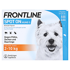 Frontline Spot On gegen Zecken und Flöhe bei Hunden bis 2 - 10 kg 6 Stück - Vorderseite
