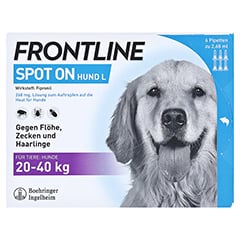 Frontline Spot On gegen Zecken und Flöhe bei Hunden 20 - 40 kg 6 Stück - Vorderseite
