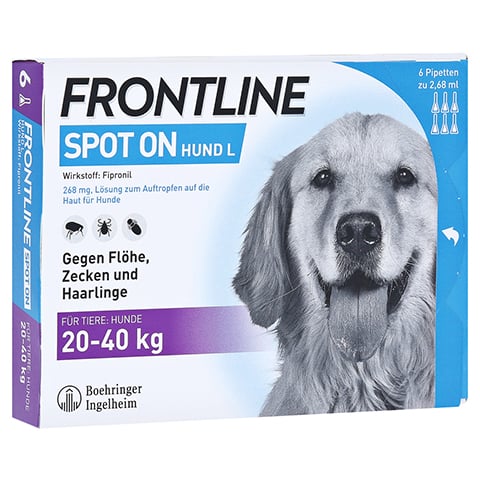 Frontline Spot On gegen Zecken und Flöhe bei Hunden 20 - 40 kg 6 Stück
