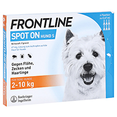 Frontline Spot On gegen Zecken und Flöhe bei Hunden bis 2 - 10 kg 6 Stück