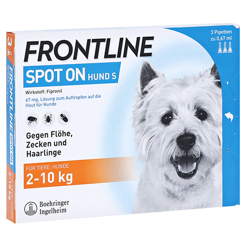 Frontline Spot On gegen Zecken und Flöhe bei Hunden 2 - 10 kg 3 Stück