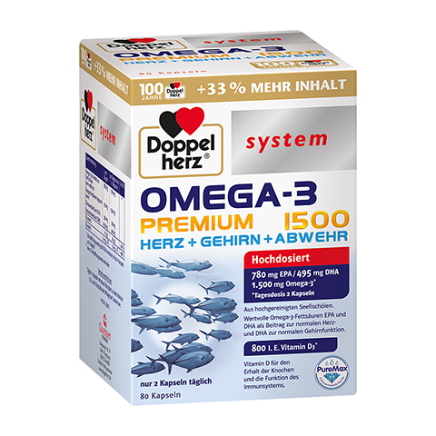DOPPELHERZ Omega-3 Premium 1500 system Kapseln 80 Stck