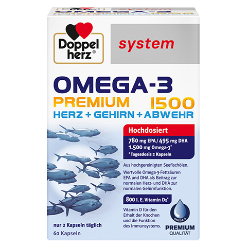 DOPPELHERZ Omega-3 Premium 1500 system Kapseln 60 Stück
