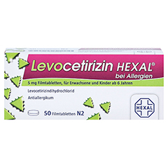 Levocetirizin HEXAL bei Allergien 5mg 50 Stück N2 - Vorderseite
