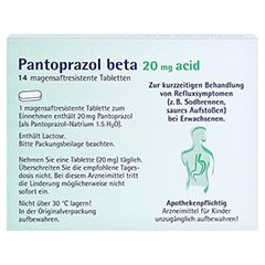 Pantoprazol beta 20mg acid 14 Stück - Rückseite