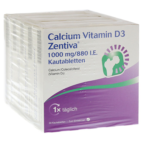 CALCIUM VITAMIN D3 Zentiva 1000 mg/880 I.E. Kautab 20 Stck N1