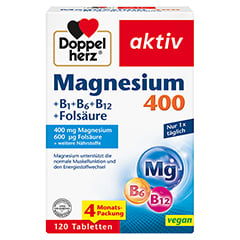 DOPPELHERZ Magnesium 400+B1+B6+B12+Folsäure Tabl. 120 Stück