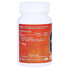 VITAMIN B12 500 g hochdosiert vegan Tabletten 180 Stck - Rechte Seite