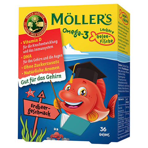 MLLER'S Omega-3 Gelee Fisch Erdbeere Kautabletten 36 Stck