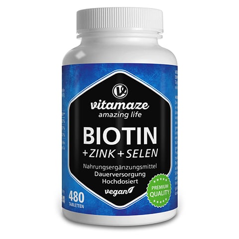 BIOTIN 10 mg hochdosiert+Zink+Selen Tabletten 480 Stck