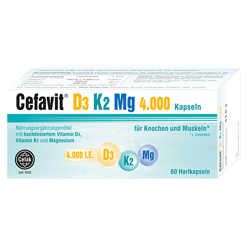 CEFAVIT D3 K2 Mg 4.000 I.E. Hartkapseln 60 Stück