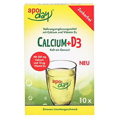 APODAY Calcium+D3 Zitrone-Limette zuckerfrei Pulv. 10x5 Gramm - Vorderseite