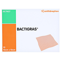 BACTIGRAS antiseptische Paraffingaze 10x10 cm 10 Stck - Vorderseite