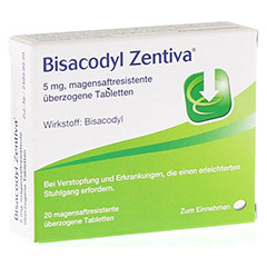 BISACODYL Zentiva magensaftresistente Tabletten 20 Stck