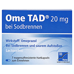 OME TAD 20 mg b.Sodbrennen magensaftres.Hartkaps. 7 Stck - Vorderseite