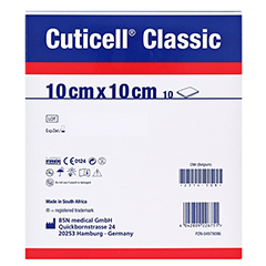 Cuticell Classic Wundgaze 10x10 cm 10 Stück - Rückseite
