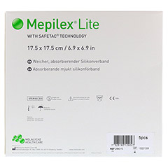 MEPILEX Lite Schaumverband 17,5x17,5 cm steril 5 Stück - Rückseite