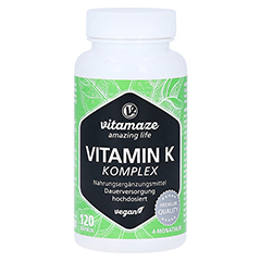 VITAMIN K1+K2 Komplex hochdosiert vegan Kapseln 120 Stck