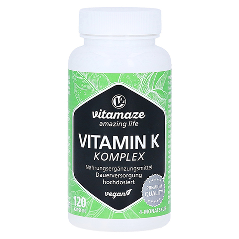 VITAMIN K1+K2 Komplex hochdosiert vegan Kapseln 120 Stck