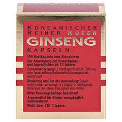 Koreanischer Reiner Roter Ginseng Kapseln 300mg 100 Stck - Rckseite