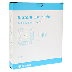 BIATAIN Silicone Ag Schaumverband 12,5x12,5 cm 5 Stück