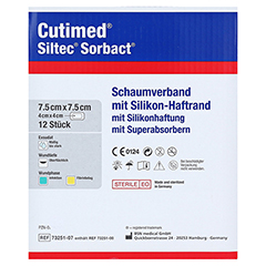 CUTIMED Siltec Sorbact PU-Verb.7,5x7,5 cm 12 Stück - Rückseite