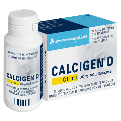 CALCIGEN D Citro 600 mg/400 I.E. Kautabletten 20 Stck N1