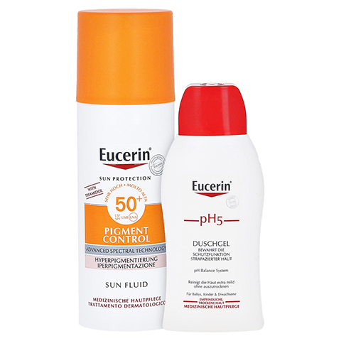 Eucerin Sun Fluid Pigment Control LSF 50+ + gratis Eucerin pH5 Duschgel 50 ml 50 Milliliter