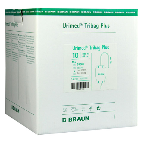 URIMED Tribag Plus Urin Beinbtl.800ml 60cm ster. 10 Stück