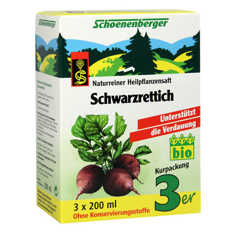 Schwarzrettich naturreiner Heilpflanzensaft Schoenenberger 3x200 Milliliter