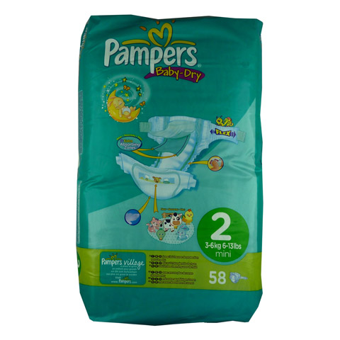 PAMPERS Baby Dry extra Gr.2 mini 3-6kg 58 Stck