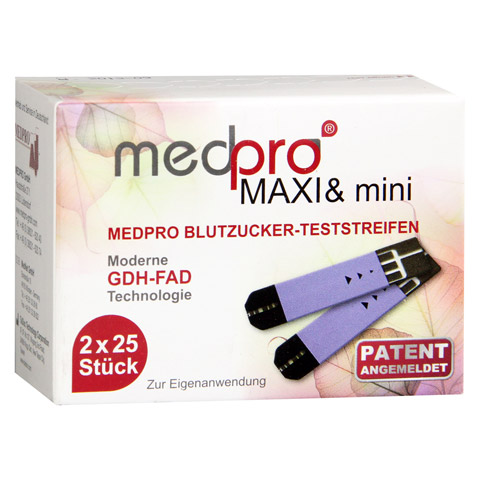 MEDPRO Maxi & mini Blutzucker-Teststreifen 2x25 Stück