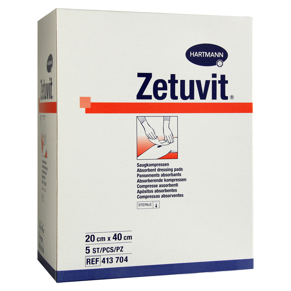 behang formaat Zeep ZETUVIT Saugkompressen steril 20x40 cm 5 Stück | medpex