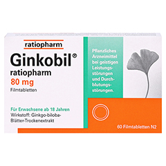 GINKOBIL ratiopharm 80mg 60 Stück N2 - Vorderseite