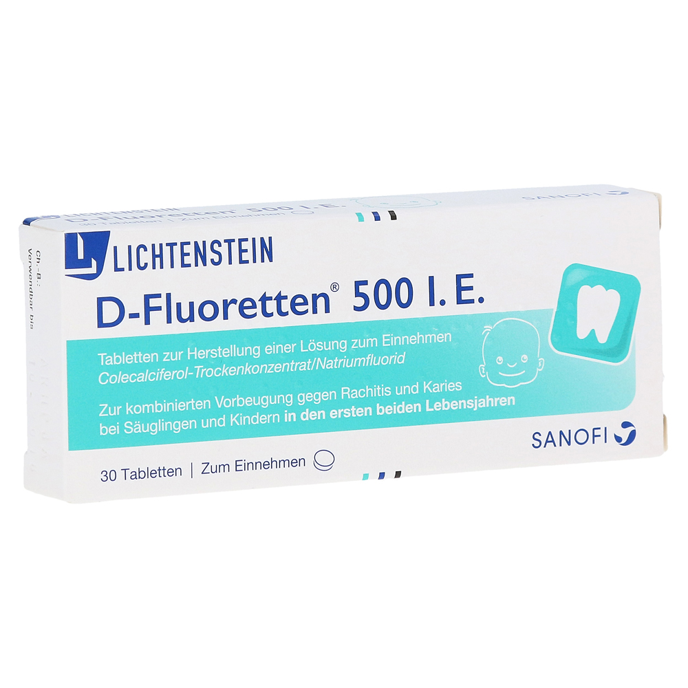 D-Fluoretten 500 I.E. Tabl.z.Herst.e.Lsg.z.Einnehmen Tabletten 30 Stück