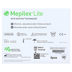 MEPILEX Lite Schaumverband 7,5x8,5 cm steril 5 Stck - Rckseite