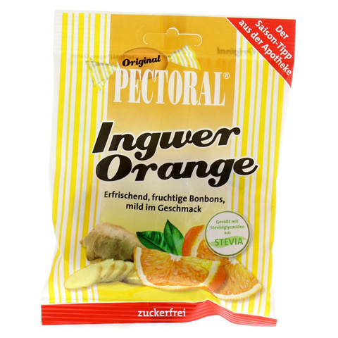 Pectoral Ingwer Orange Bonbons zuckerfrei 60 Gramm