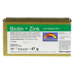 BIOTIN+ZINK Kapseln 75 Stck - Vorderseite